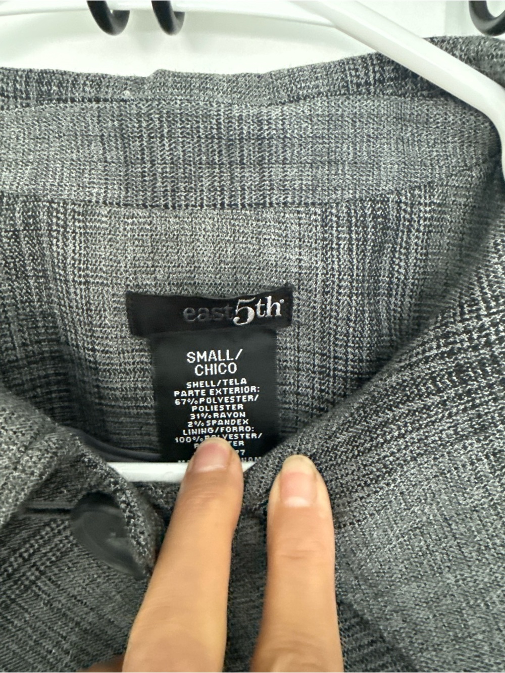 East 5th Gray Plaid Short Button Blazer - Picture 5 of 5